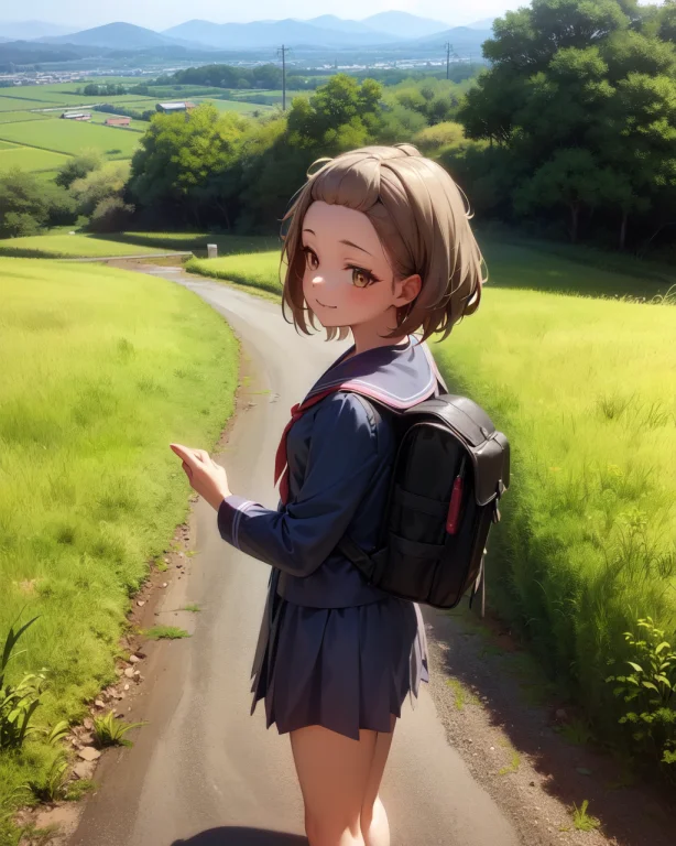 1girl, Brown Hair, Brown Eyes, Bangs Pinned Back, Serafuku,...