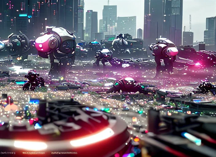 Japanese Discodifland With Hi-tech Robots, Artstation, Sharp...