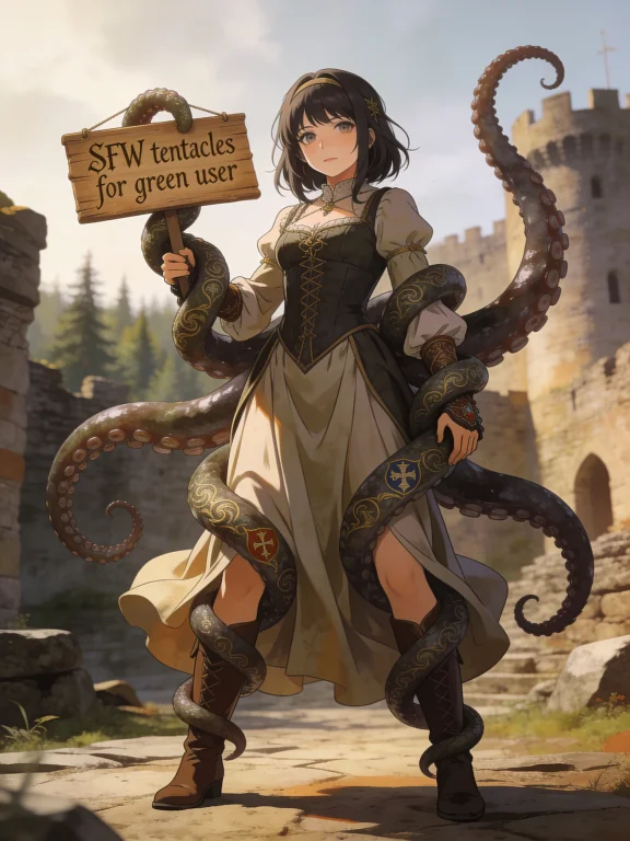 Medieval Theme Create Anime Style Image Of Tentacles Wrapped...