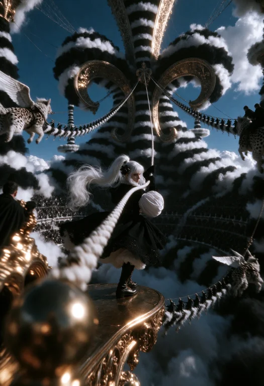 A Vast Cloud Cathedral Fills The Frame, Its Black-and-white...