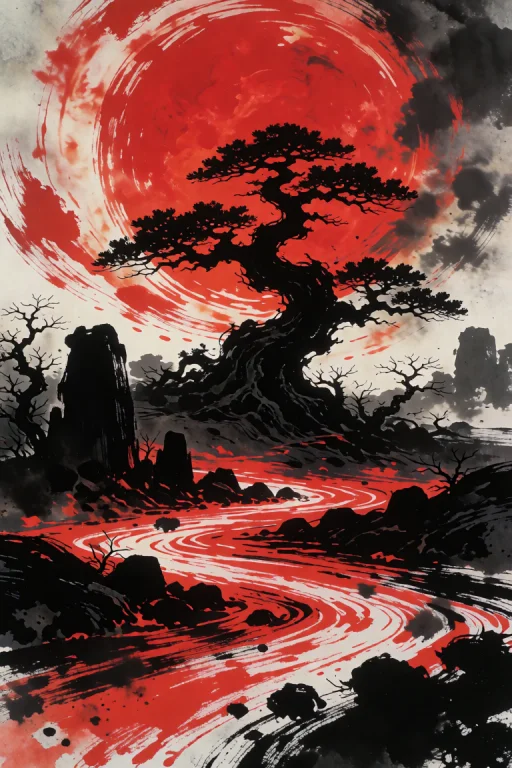 Concept Art By Yoji Shinkawa, Sumi-e Brush Illustration, Rou...