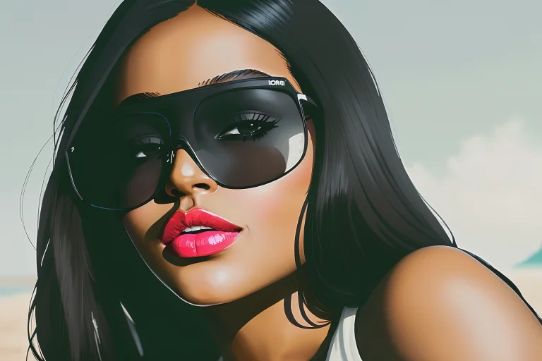 Painting Gangster Woman Face With Sunglasses, Chocolate Skin...