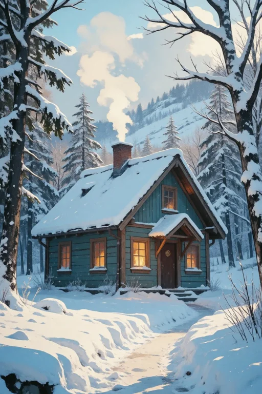 Nature, Photorealistic Winter Landscape Photography Of A Coz...