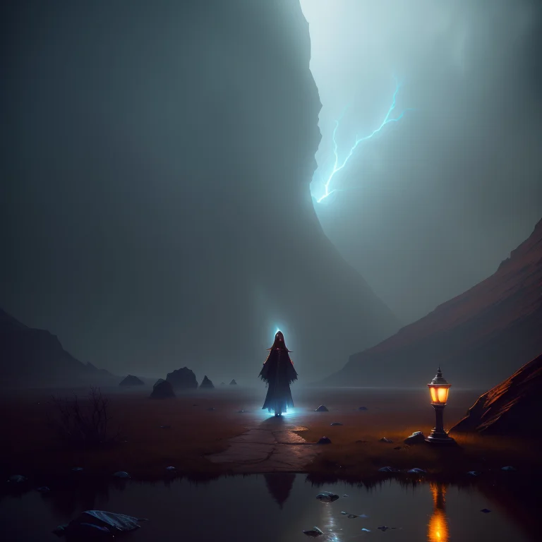Shadow Person, Marc Adamus, Scary, Cinematic Lighting, Very...