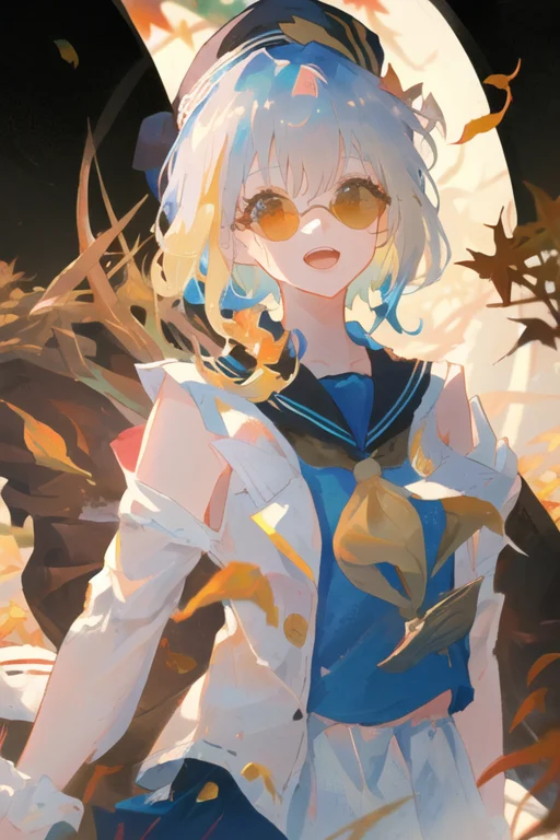 Masterpiece, Best Quality, 1girl, Autumnleaves, Bluehair, Bl...
