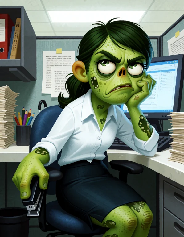 Bbstyle Caricature. A Digital Illustration Of A Green-skinne...