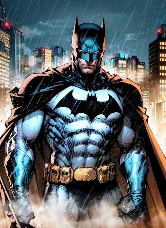 1boy, Dark Scene, Cowboy Shot Of Batman, Athletic, White Eye...