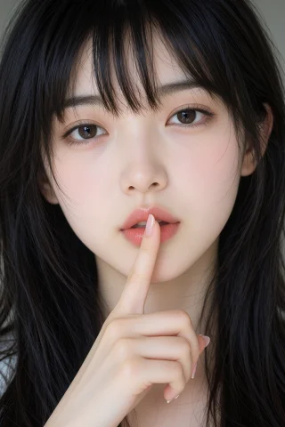 Japanese Ova Style, Simple Shh Pose Portrait, One Hand Raise... — Stable Diffusion AI Prompt: Japanese OVA style, Simple shh pose portrait, one hand raised to the face with t...
