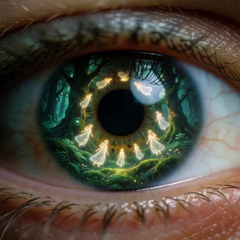 Macro Photography, Surrealist Digital Fusion, Extreme Close-... — Stable Diffusion AI Prompt: Macro photography, surrealist digital fusion, extreme close-up of a human eye, i...