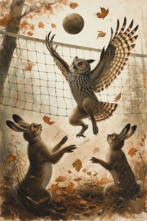 Cinematic Film Still In The Style Of Vladimir Zarubin, Owls...