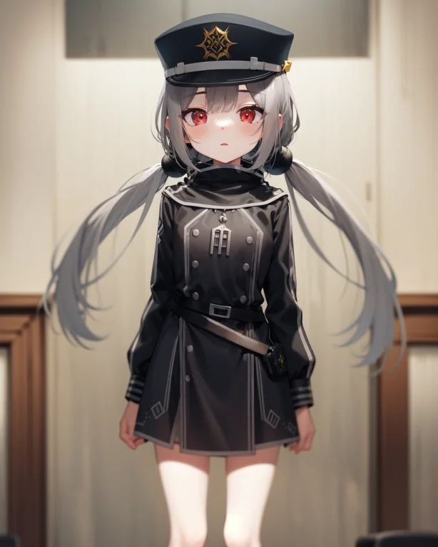 1girl, Roze, Red Eyes, Grey Hair, Petite, Low Twintails, Lon...