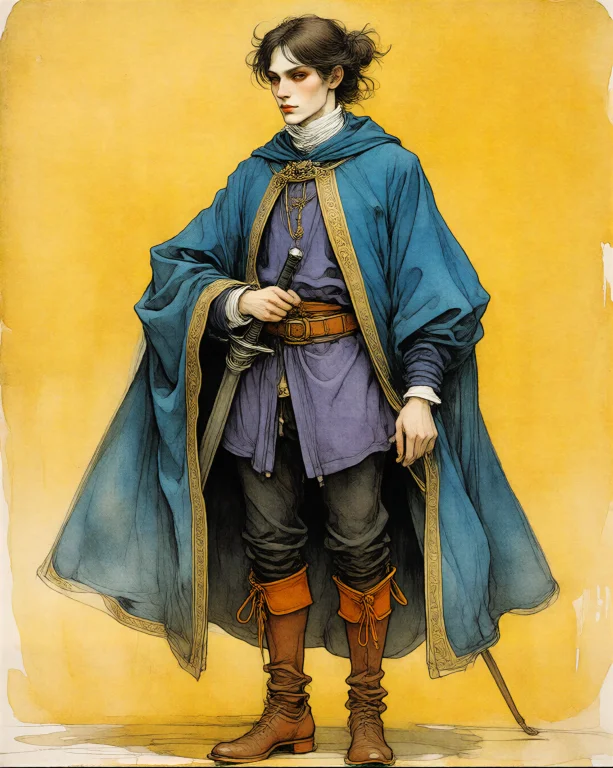 Bradhamel Art Style A Tall Figure Stands Centered Against A...