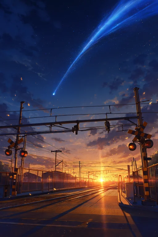 Highres, Absurdres,h4lph4s9, An Empty Japanese Railway Cross...