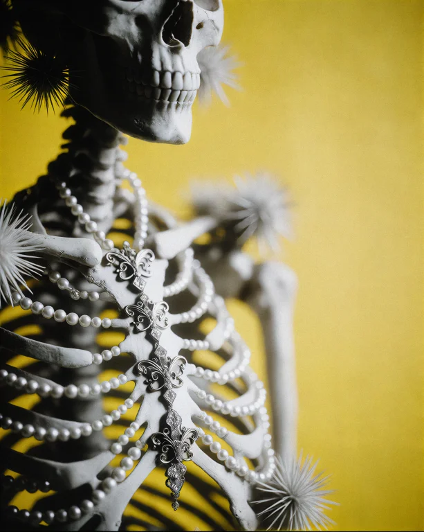 Zidiusart A Black And White Photograph Of A Skeleton Placed...