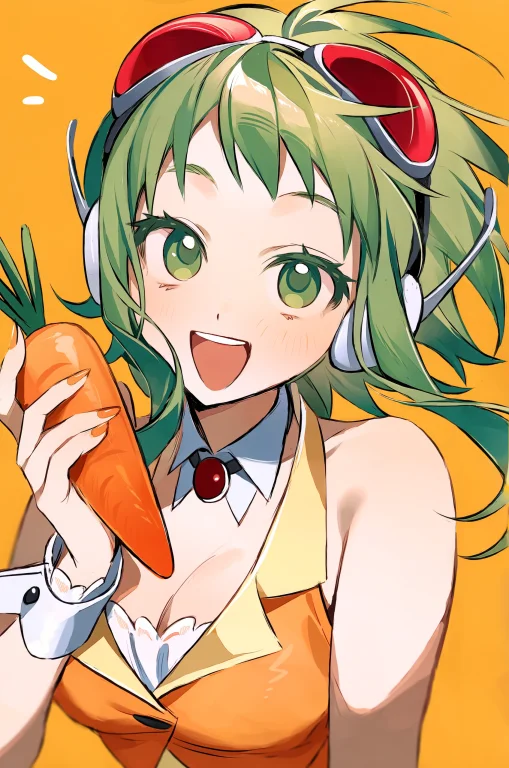 1girl, Gumi, Red Goggles, Headphones, Detached Collar, Portr...
