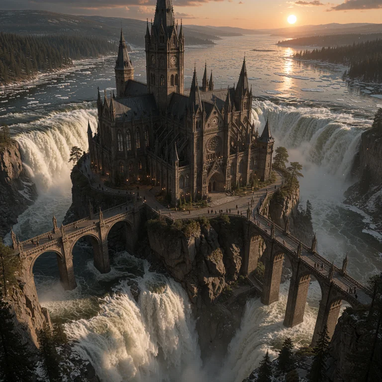 Midjourney, A Grand, Dark Stone Gothic Cathedral With Multip...