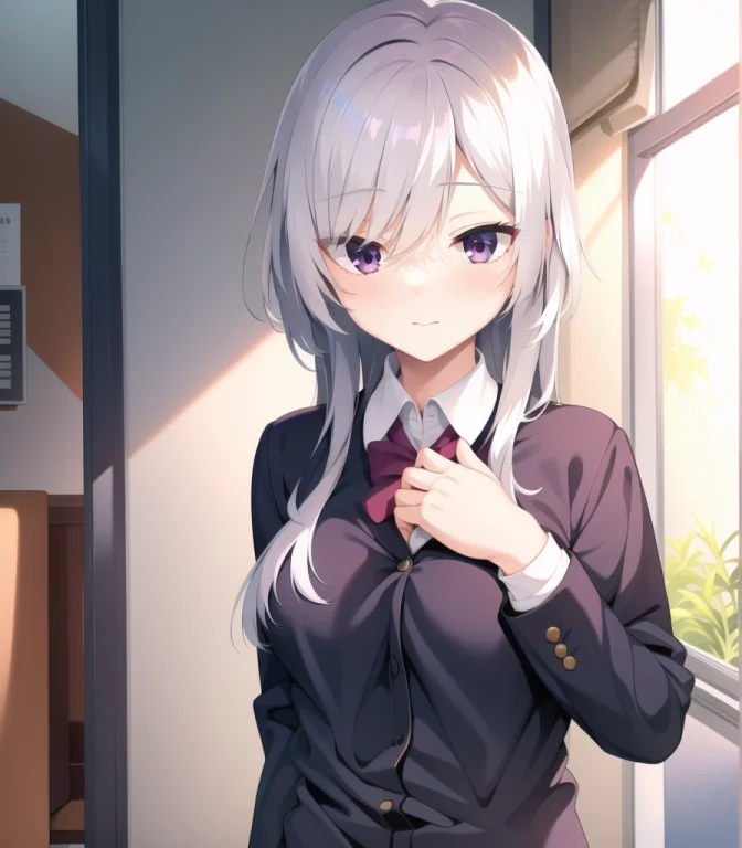 Masterpiece, Best Quality, Solo, 1 Girl, White Hair, Purple...
