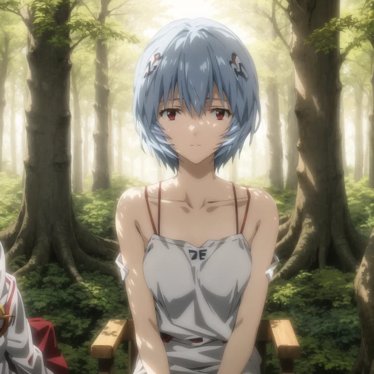 Ayanami Rei, 1girl, Red Eyes, Blue Hair, Short Hair, Closed...