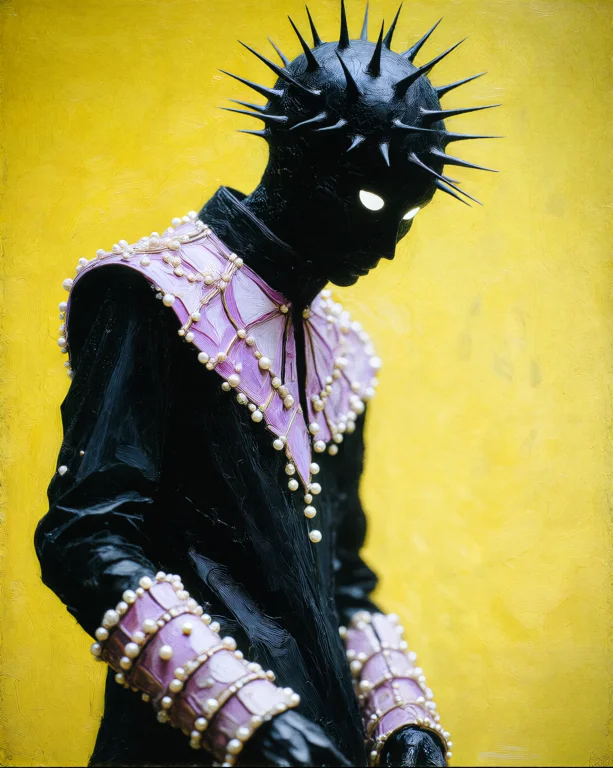 Oil Painting Of A Figure Rendered In Black Paint The Silhoue...
