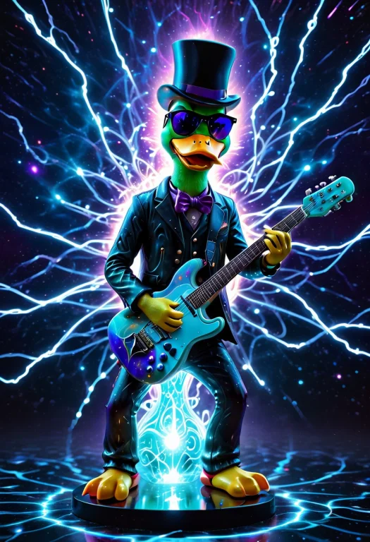 Rockstar Duck Statue, Sunglasses, Playing Electric Guitar, T...