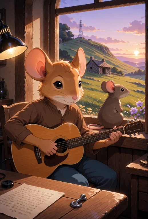 Two Anthropomorphic Mice, An Orange-brown Mouse And A Smalle...