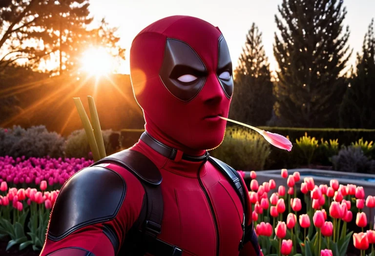 Close-up Photo Of Deadpool, His Red Suit Is Fully Morphed In...