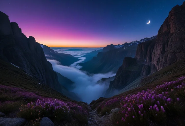 An Epic Cinematic Wide-angle Panorama Overlooking A Mystical...