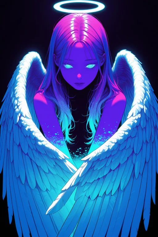 1girl, Solo, Angel, Feathered Wings, Bowed Wings, Wing Hug,...