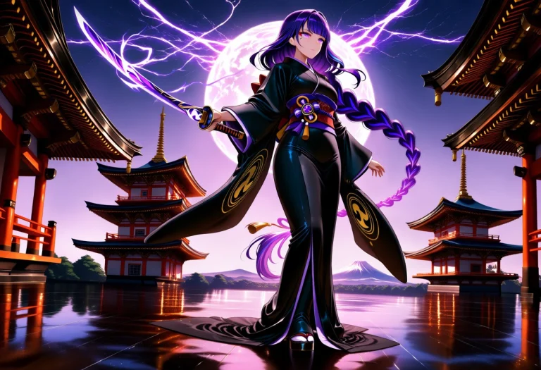 Rdenstylev4, Raiden Shogun, Purple Hair, Purple Eyes, Long H...