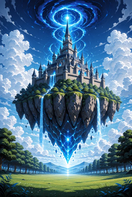 A Monumental Floating Castle Perched Atop A Massive, Hoverin...