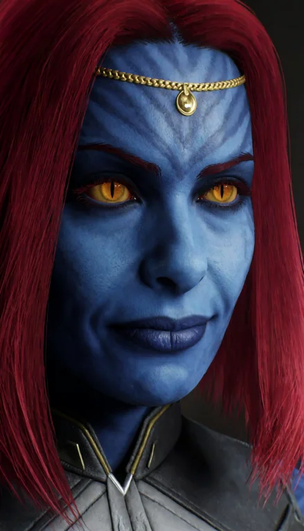 Gbmird, 3d Render, Blue Skin, Mystique, Yellow Slit Eyes, Re...