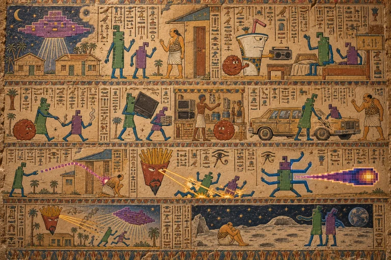 Create Image In Egyptian Hieroglyphics And Art Style As If C...