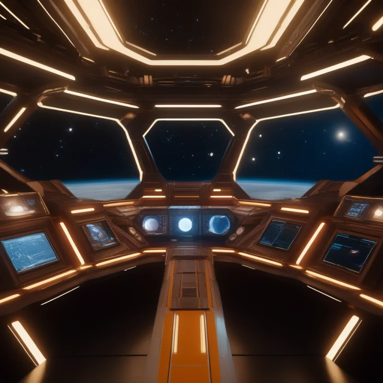 The Bridge Of A Starship Bathed In Console Glow, Blender Ren...