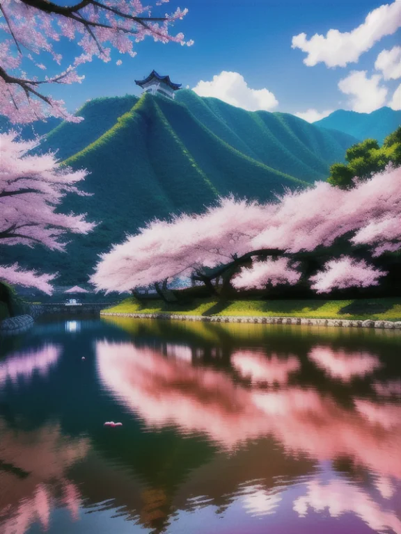 Ancient Japanese Fortress, Cherry Blossoms, Photo, 85mm, Dof...