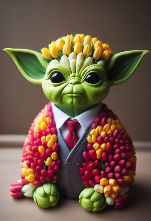 Jaynl-tm, Yoda Wear A Suit,the Suit Is Made Of Tulips