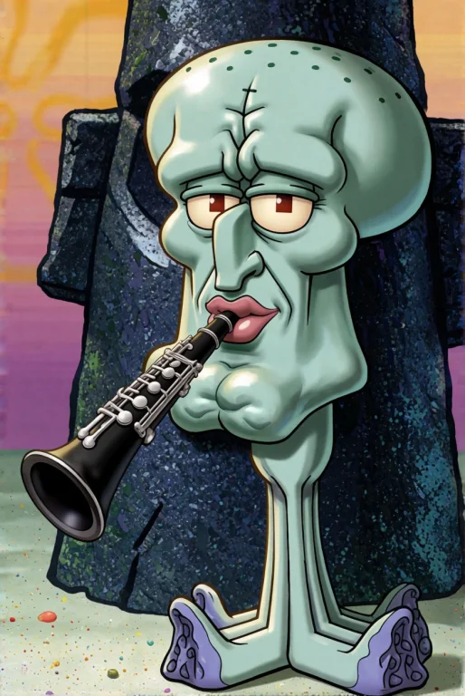 Low Quality 90s Art Spongebob Squarepants Style. Squidward F...