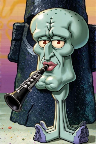 Low Quality 90s Art Spongebob Squarepants Style. Squidward F... — Stable Diffusion AI Prompt: Low quality 90s art Spongebob squarepants style. Squidward from spongebob square...