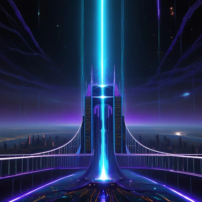 An Enormous Futuristic City Built Around A Colossal Glowing...