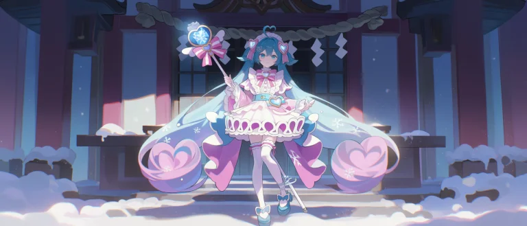 Snow Miku, Hatsune Miku, 1girl, Solo, Twintails, Very Long H...
