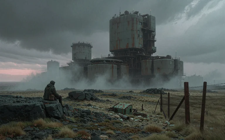 This Is A Digital Depicting A Desolate, Post-apocalyptic Lan...