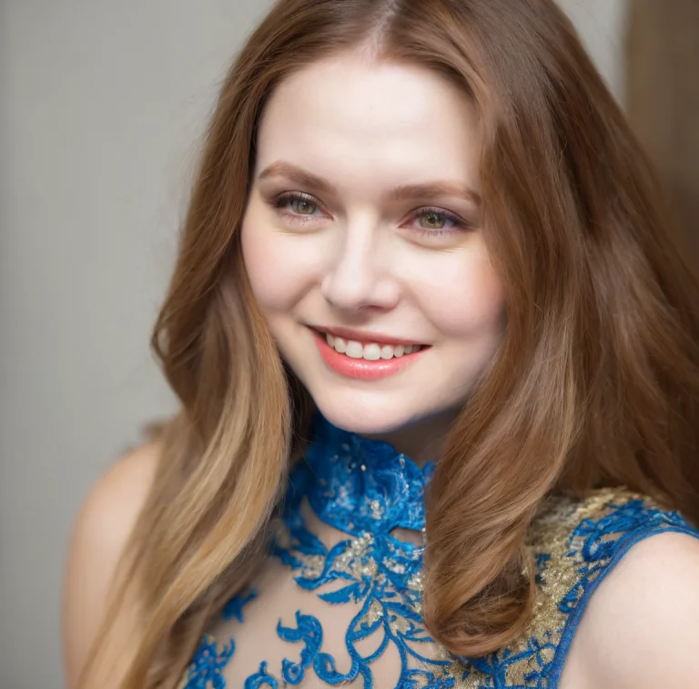 Close-up Portrait Of A Happy Nice Caucasian Woman Eyeing Cam...
