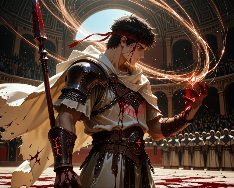 A Gladiator Battle Mage In Ancient Rome Stands At The Edge O...