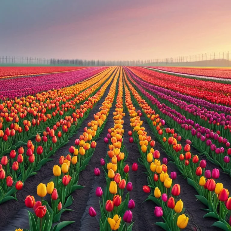 Jaynl-tm, Made Of Tulips, A Long Barbed Wire Fence Stretchin...