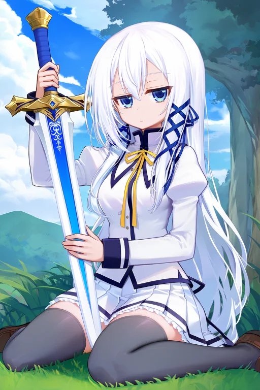 Cl17, Best Quality, Estanima, 1girl, Solo, White Hair, Very...
