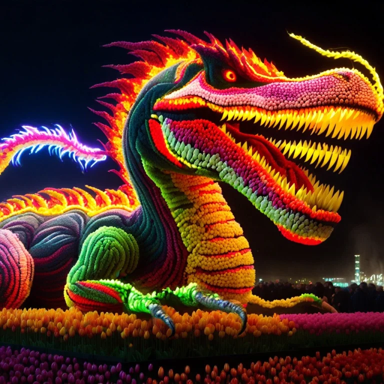 Jaynl-tm, Made Of Tulips, Night, Neon Lightning, Huge Machin...
