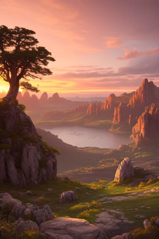 Stunning Sunset Vista Landscape Photography, Masterpiece, Tr...