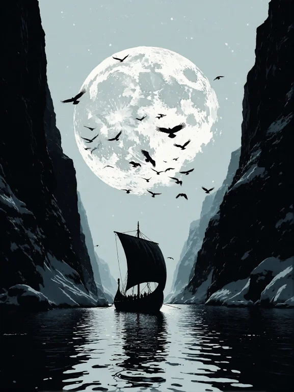 Minimalist Graphic Vector Illustration, Norse Mythology Them...