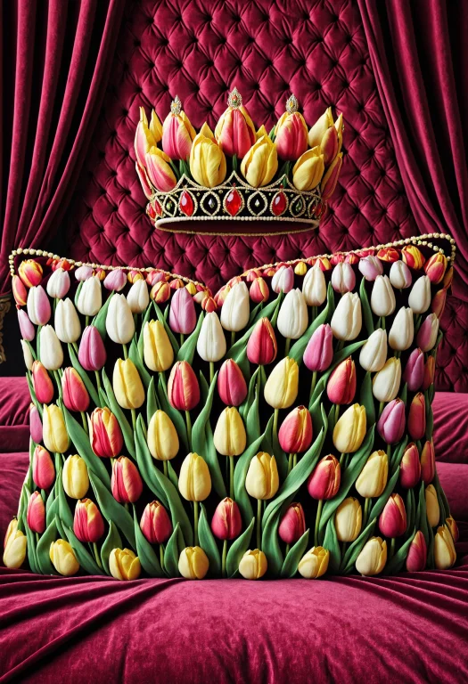 Jaynl-tm,made Of Tulips,crown,on Velvet Pillow,detailed Back...