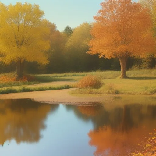 , Autumn, ,land, Pond, Dirt, Tree,