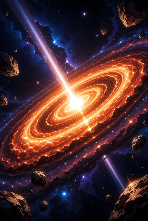 A Cosmic Scene Depicting A Massive, Glowing Accretion Disk O...